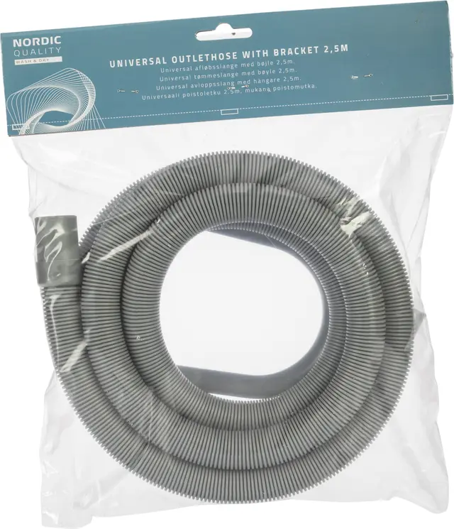Nordic Quality universell avloppsslang med fäste 252006 (2.5 m)