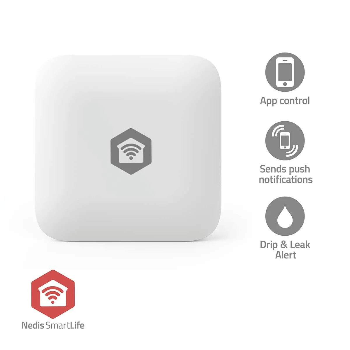 Nedis SmartLife - Vattenläckagesensor - trådlös - ZigBee 3.0 - 2400 - 2483 Mhz - vit