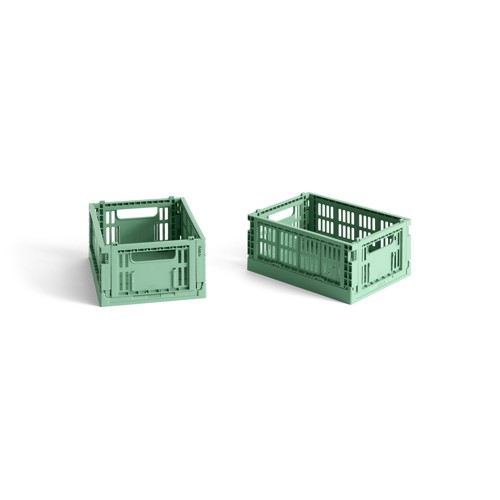 HAY - Set med 2 Colour Crate Mini Förvaringslådor (Mörk Mintgrön)