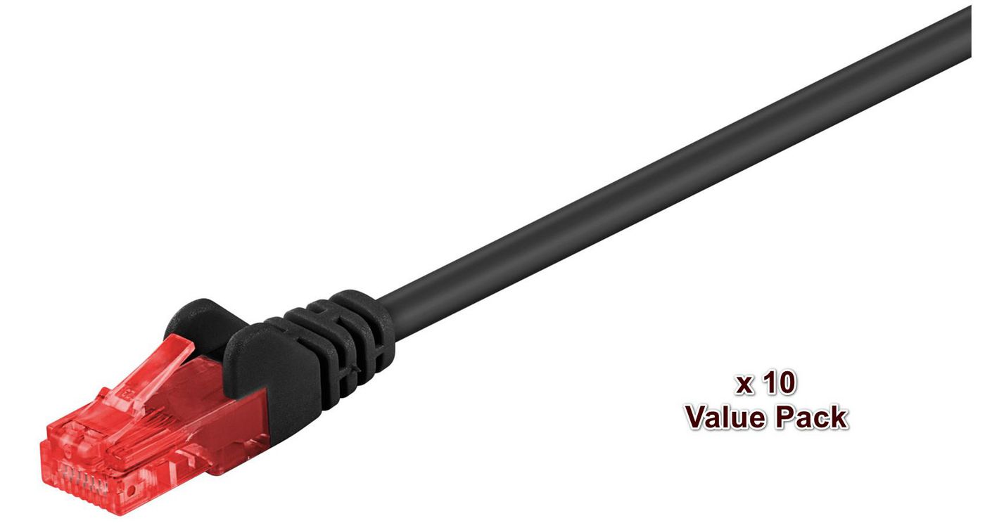 Nätverkskabel oskärmad Cat6, MicroConnect, 0,5 meter, 10-pack - Svart, bild 2