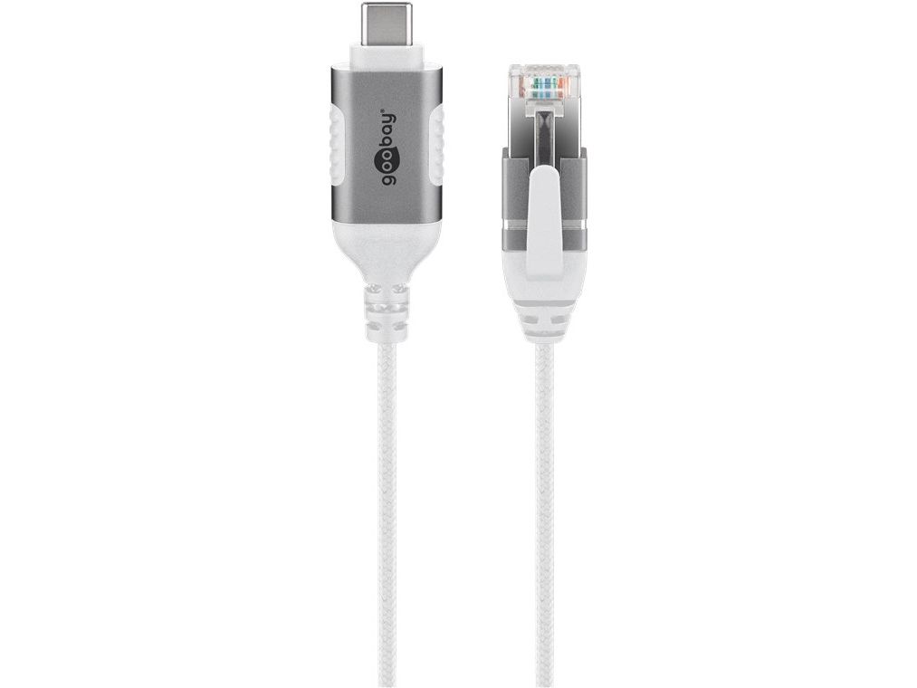 Goobay 74389, USB 3.1 typ A, RJ45, 5 m, vit