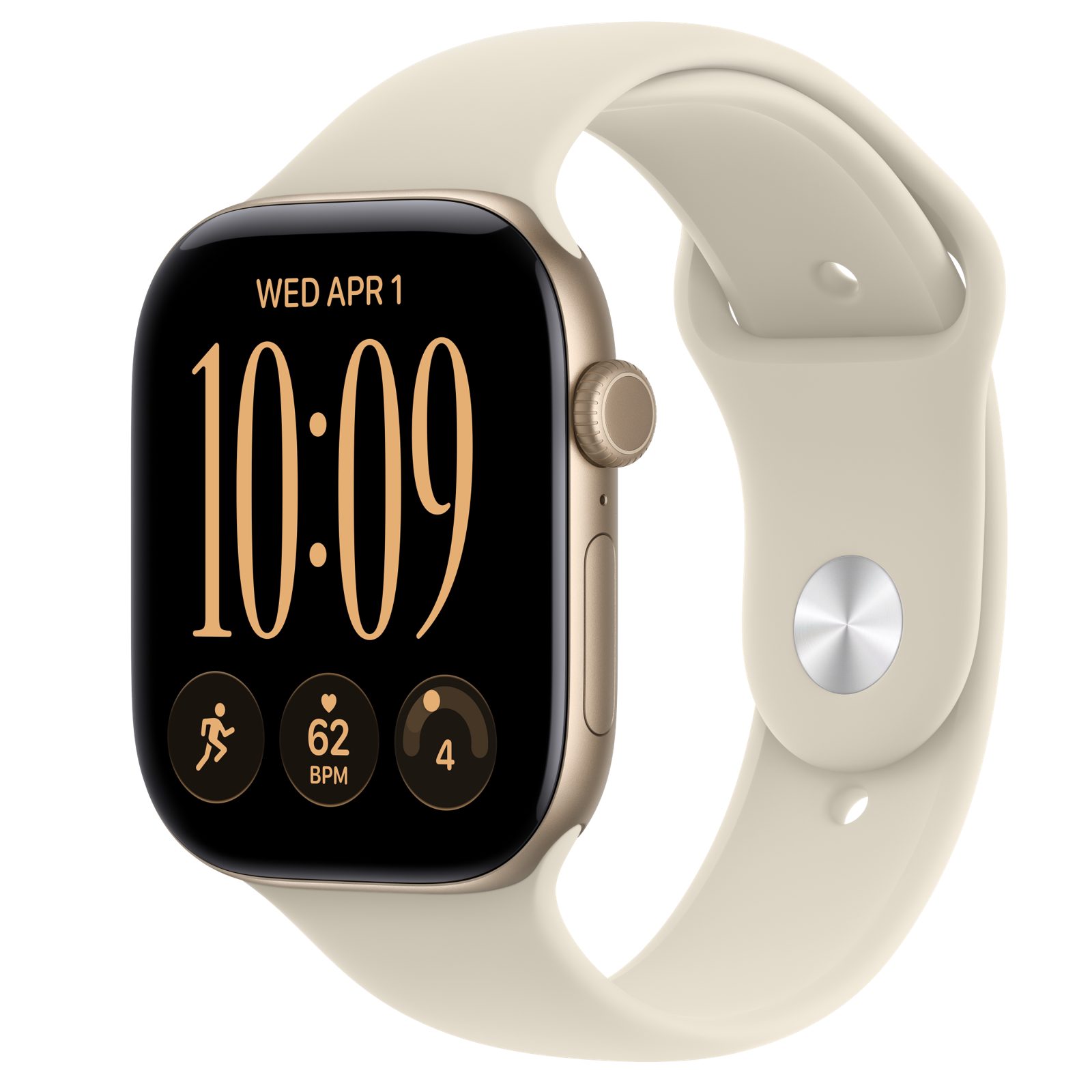 Apple Watch Series 12 GPS 46 mm ljust guld aluminium, sand Sportband - S/M