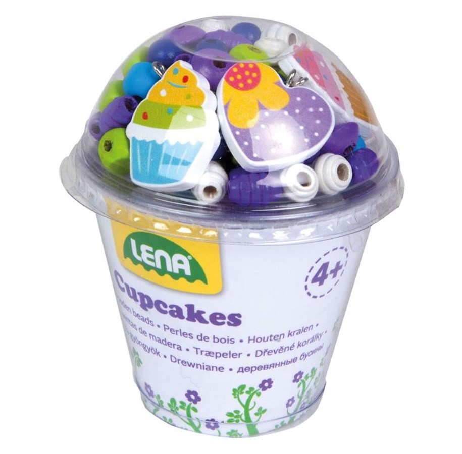 Träpärlor Cupcake Blå - Gör-det-själv-halsband, bild 2
