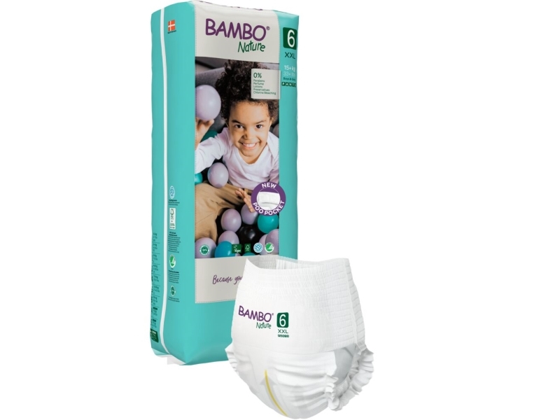 Babyblöja, byxblöja, miljömärkt, Bambo Nature Pants, 6-pack, hög förpackning, (Tall) - (3 förpackningar x 38 st.), bild 2