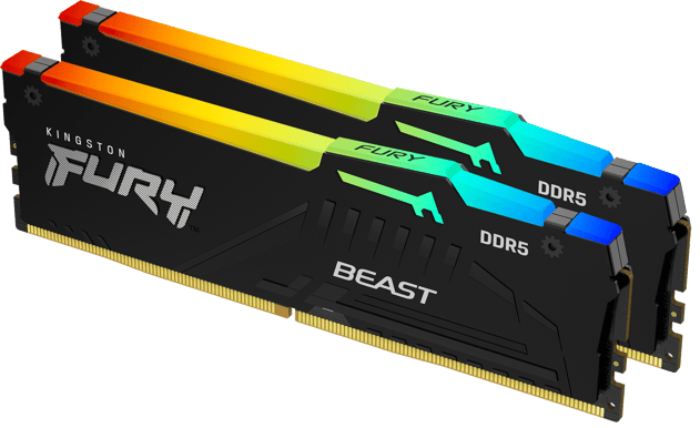 Kingston 64GB (2x32GB) DDR5 6000MHz CL36 FURY Beast RGB Svart AMD EXPO/Intel XMP 3.0