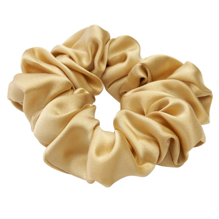Lenoites Mulberry Silk Scrunchie Gold