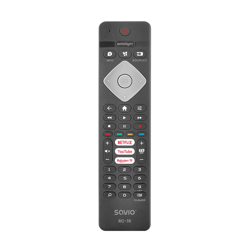 Savio RC-16, TV, TV-tuner, Digitalbox för TV, IR trådlös, Tryckknappar, Svart