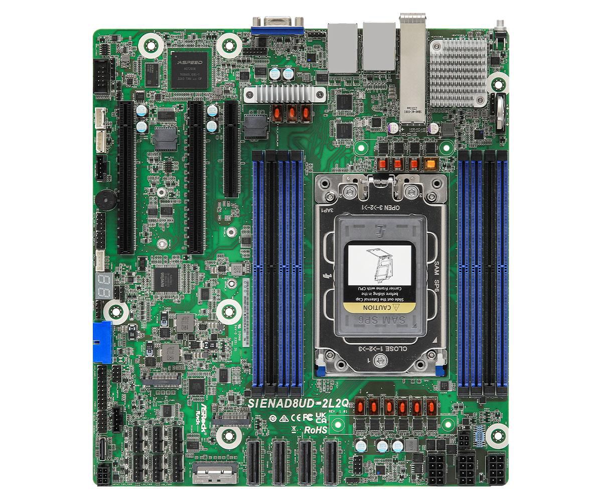 ASRock Rack SIENAD8UD-2L2Q, AMD Socket SP6, ATX, 8xDDR5, 2xPCI Express, 2xM.2 + SATA3 RAID, VGA, USB 3.1, 2xGigaLAN, 2x25GbE LAN, bild 3