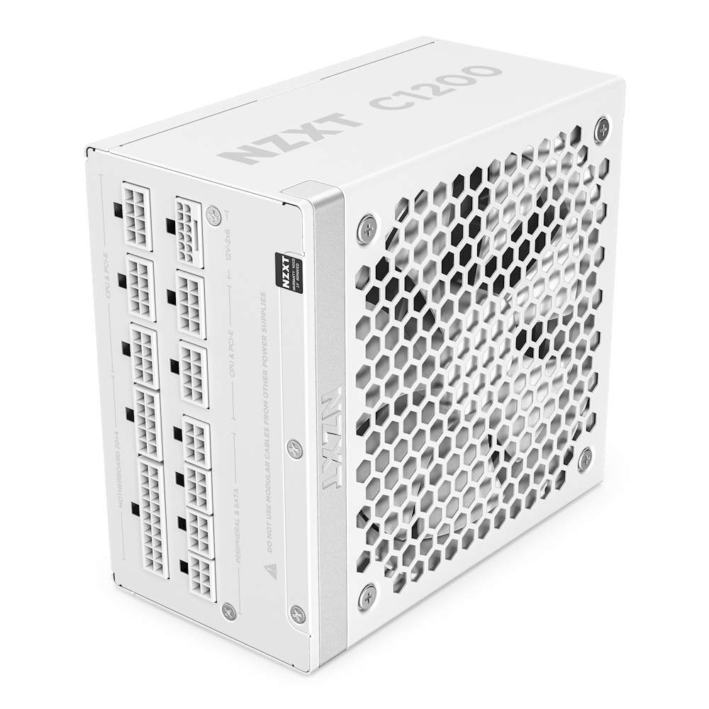 NZXT C1200 Gold, 1200W, ATX 3.1, 135 mm fläkt, 80PLUS Gold, löstagbara kablar - Vit, bild 4