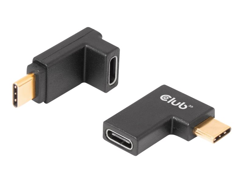 Adapter Club 3D USB-C hane till USB-C hona, Gen.2, 4k@120 Hz, 240W, vinklad 2 varianter