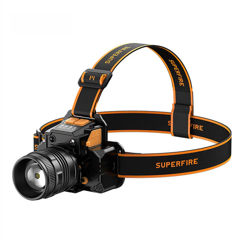 Superfire HL58 pannlampa ficklampa, 350 lm, USB, 3 lägen, 200m, bild 2