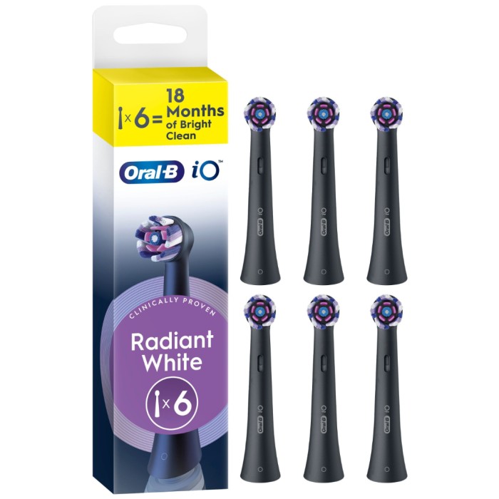 Oral-B iO Radiant White borsthuvuden 6 st, svart