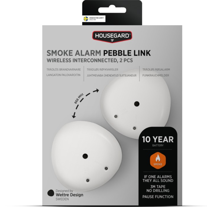 Housegard Pebble Link Trådlös Brandvarnare 2-pack