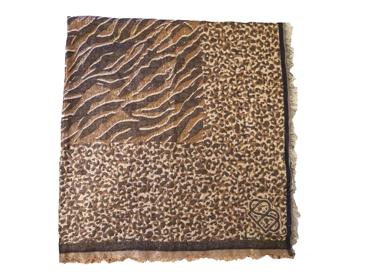 Becksöndergaard Mixani Colur Scarf 100x100 cm, Brownish, 70% Cotton 30% Metallic Yarn