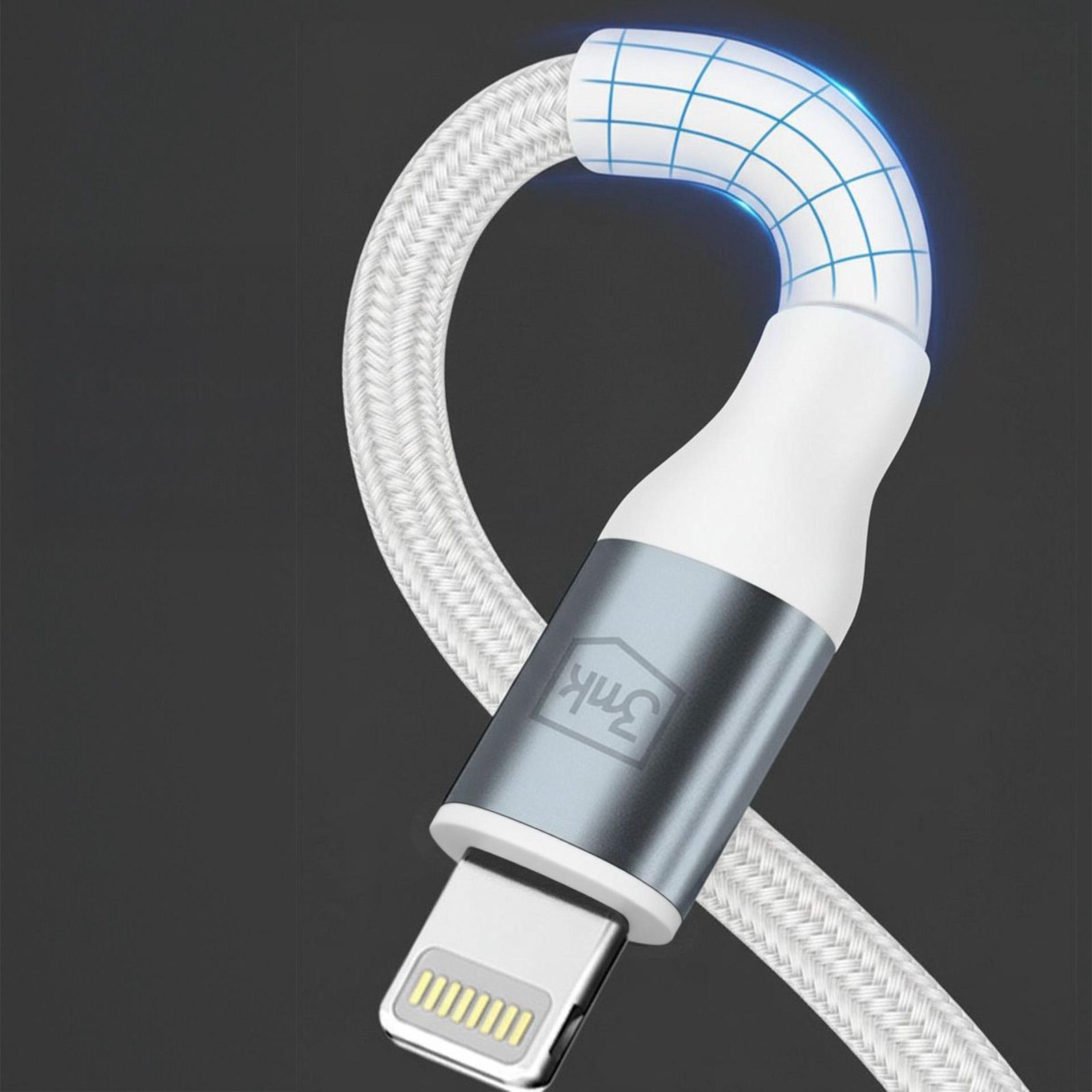 3mk Hyper Cable N-SERIES USB-C / Lightning 3 m PD 3.0 9 V/3 A 27 W – vit, bild 2