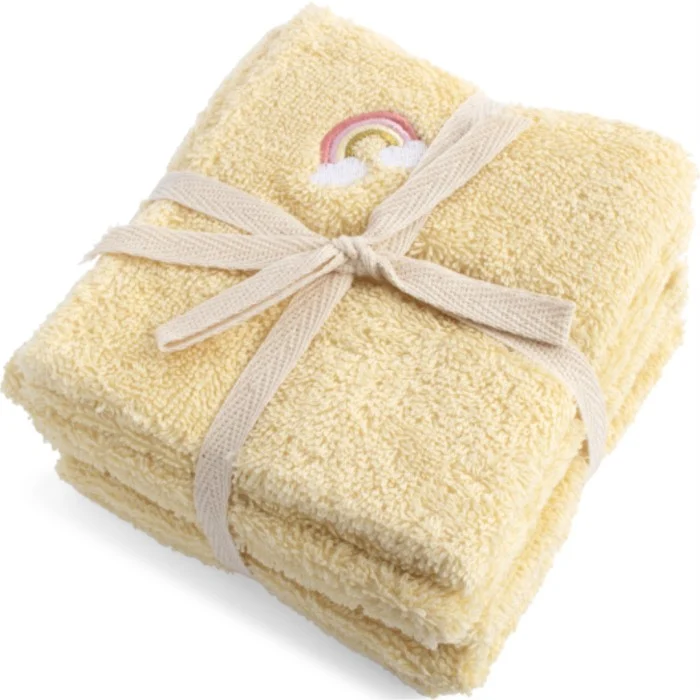 FILIBABBA Tvättlappar Broderad regnbåge 27x27cm GOTS 4-pack