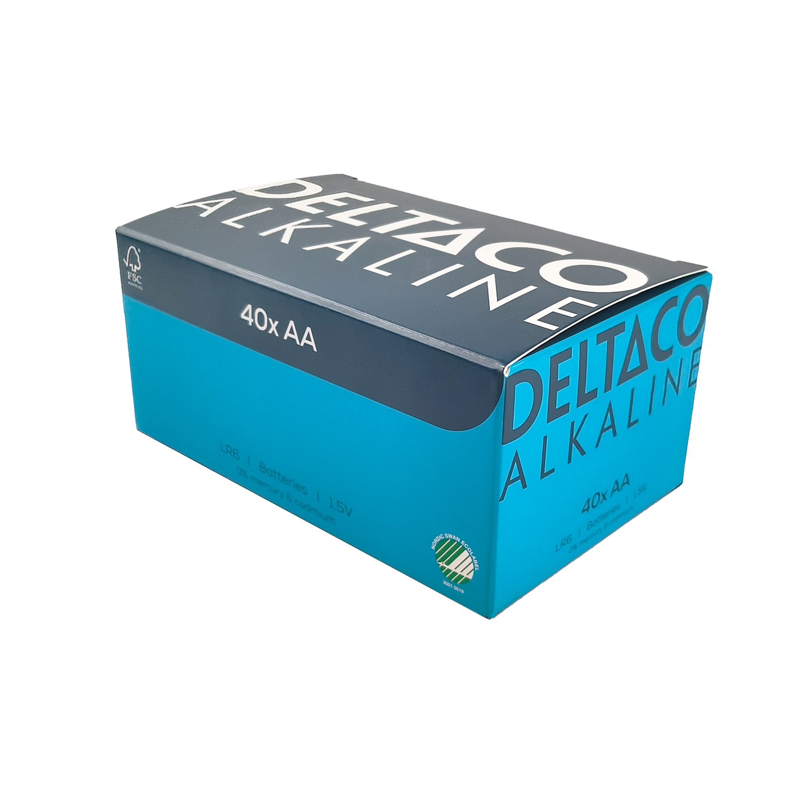 Deltaco AA alkaliska batterier 40-pack