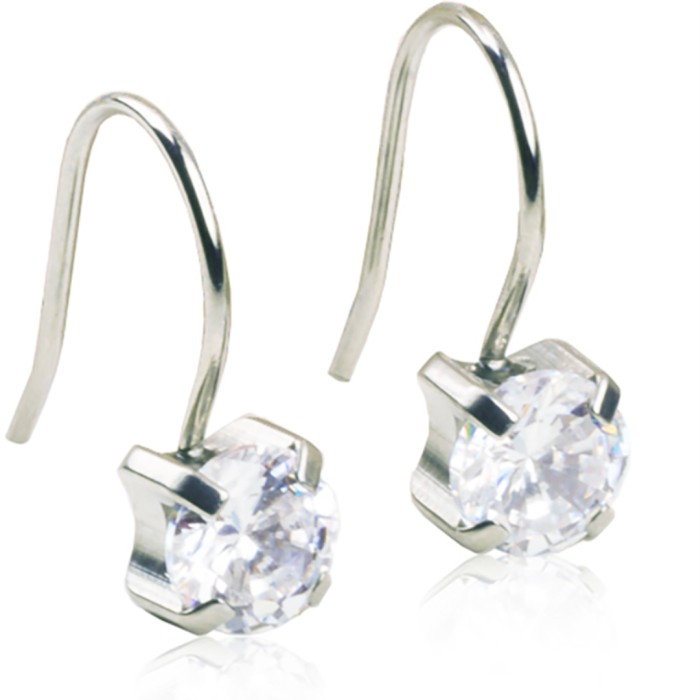 Blomdahl Natural Titanium Pendant Tiffany 7mm CZ White