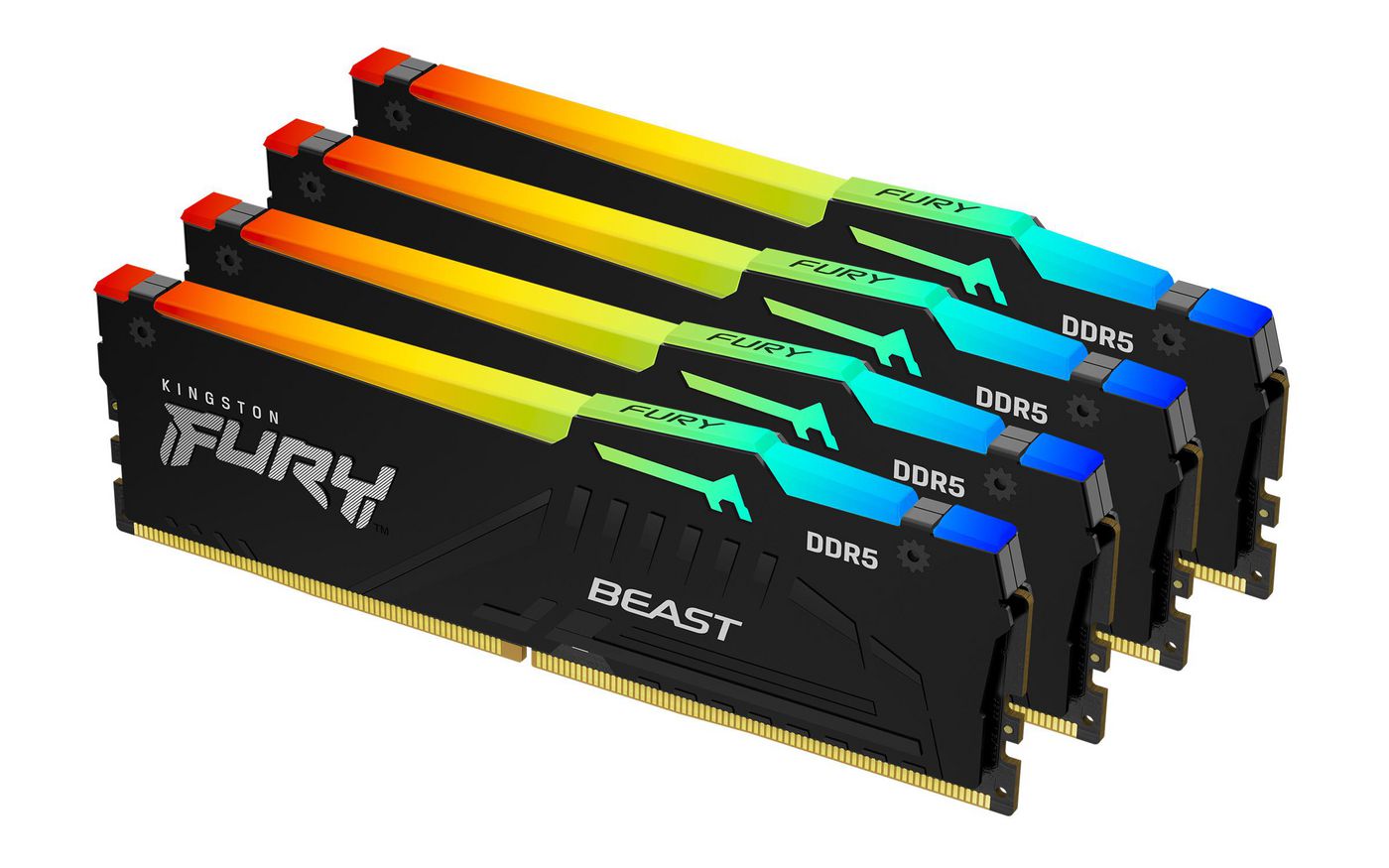 128 GB (4x32GB) DDR5-5600 Kingston FURY Beast Black RGB CL40, XMP - Svart, bild 2