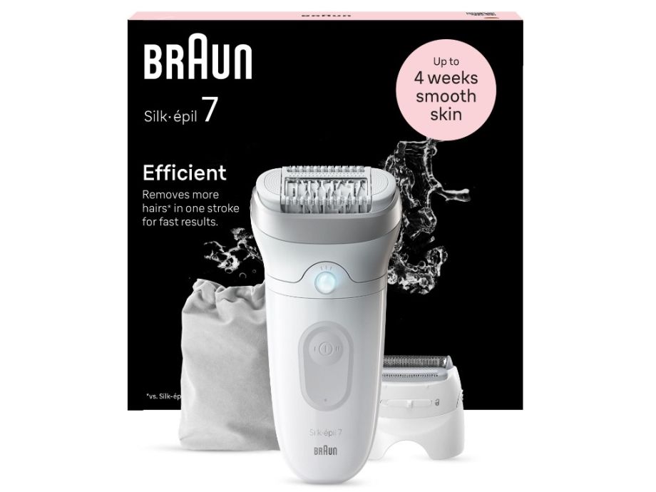 Braun Silk-épil 7 Epilator For Easy Hair Removal Lasting Smooth Skin 7-041 White/Silver