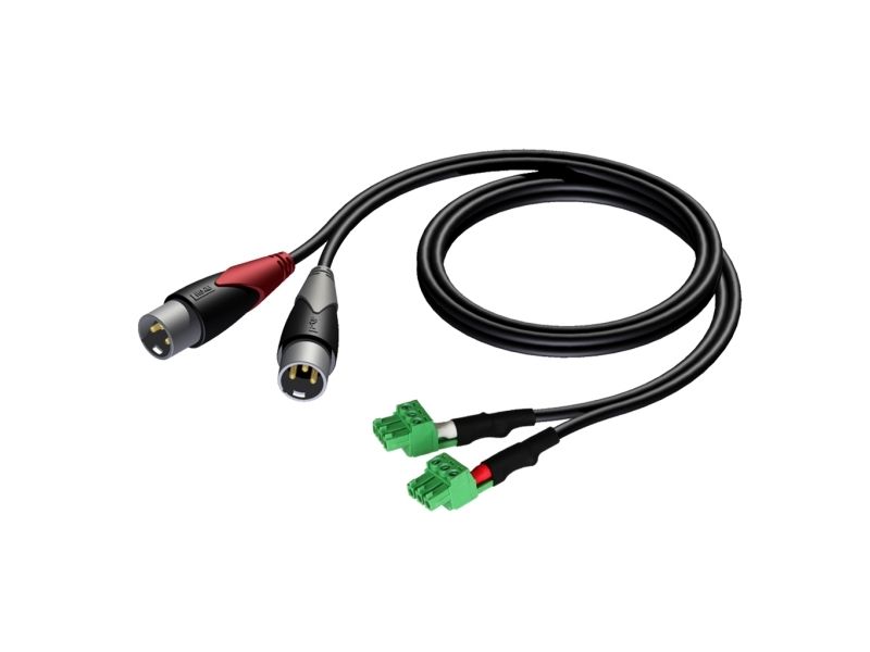 AUDAC CLA834, 2 x XLR (3-pin), Hankoppling, 2 x Terminal, 1,5 m, Svart, Grön, Grå