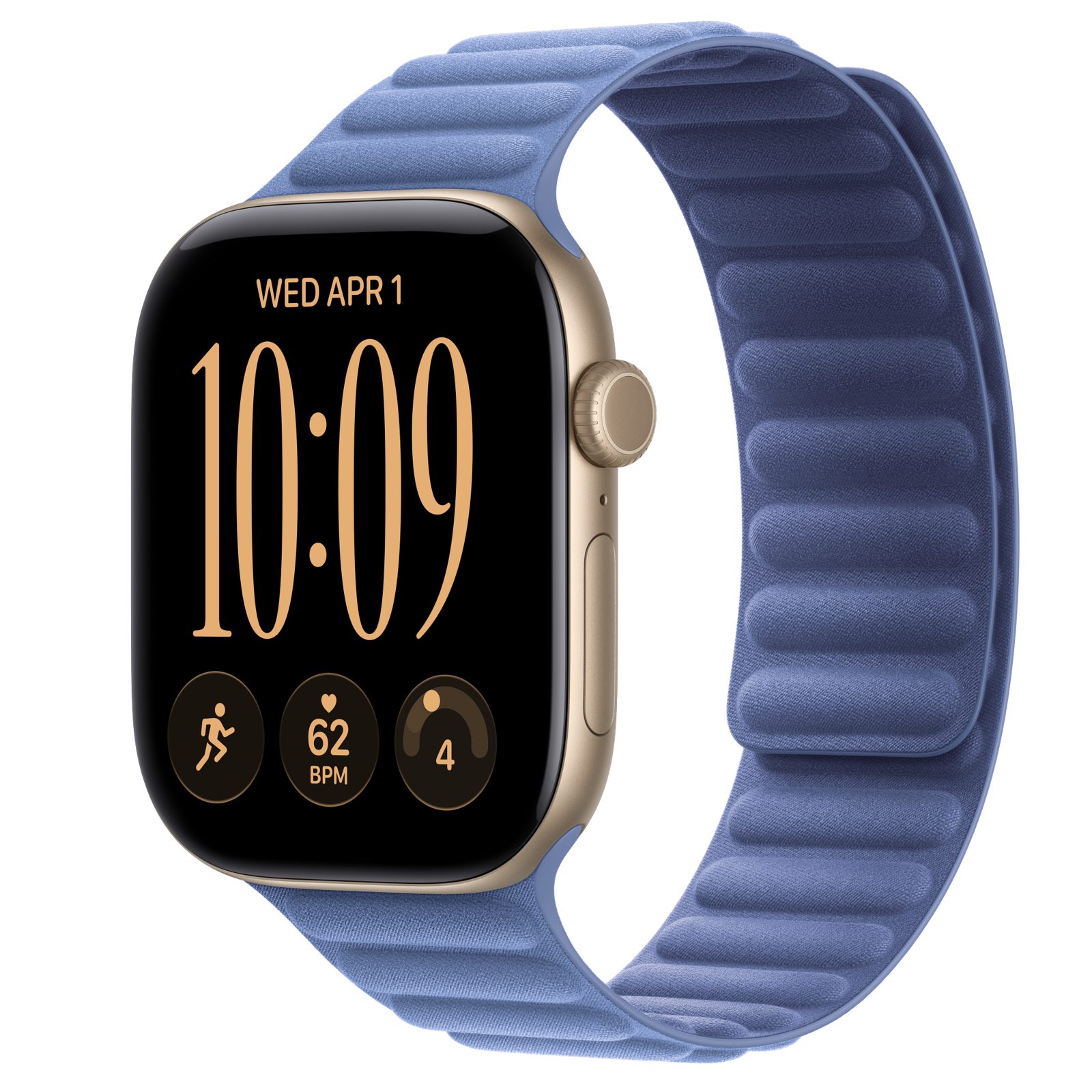 Apple Watch Series 12 (GPS) • Aluminiumboett ljust guld, 46 mm • Magnetlänk ängsblå