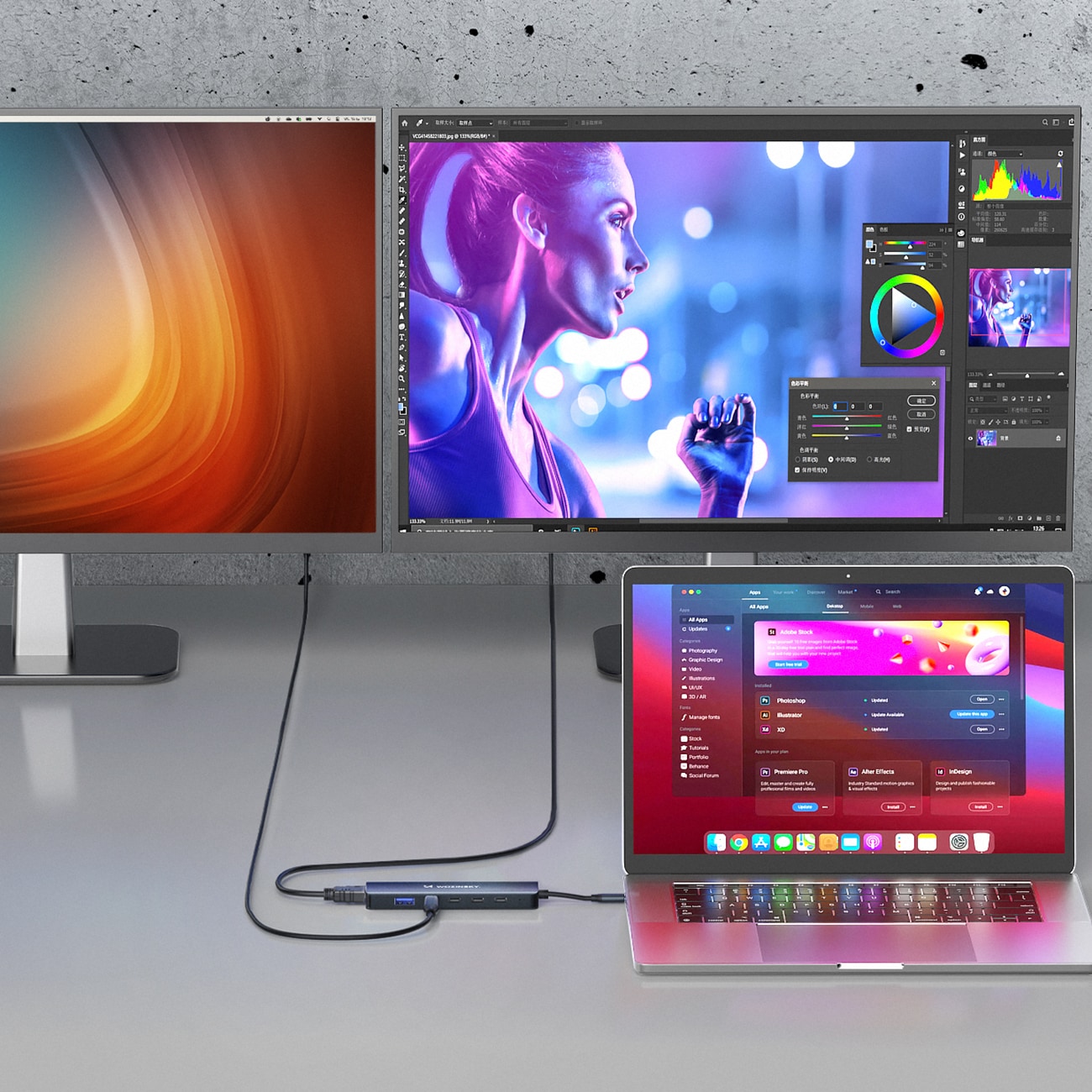 USB-C 6 i 1-hubb Wozinsky WHBC10Y4S Multifunktionell, aluminium, med 25 cm kabel - Grå, bild 5