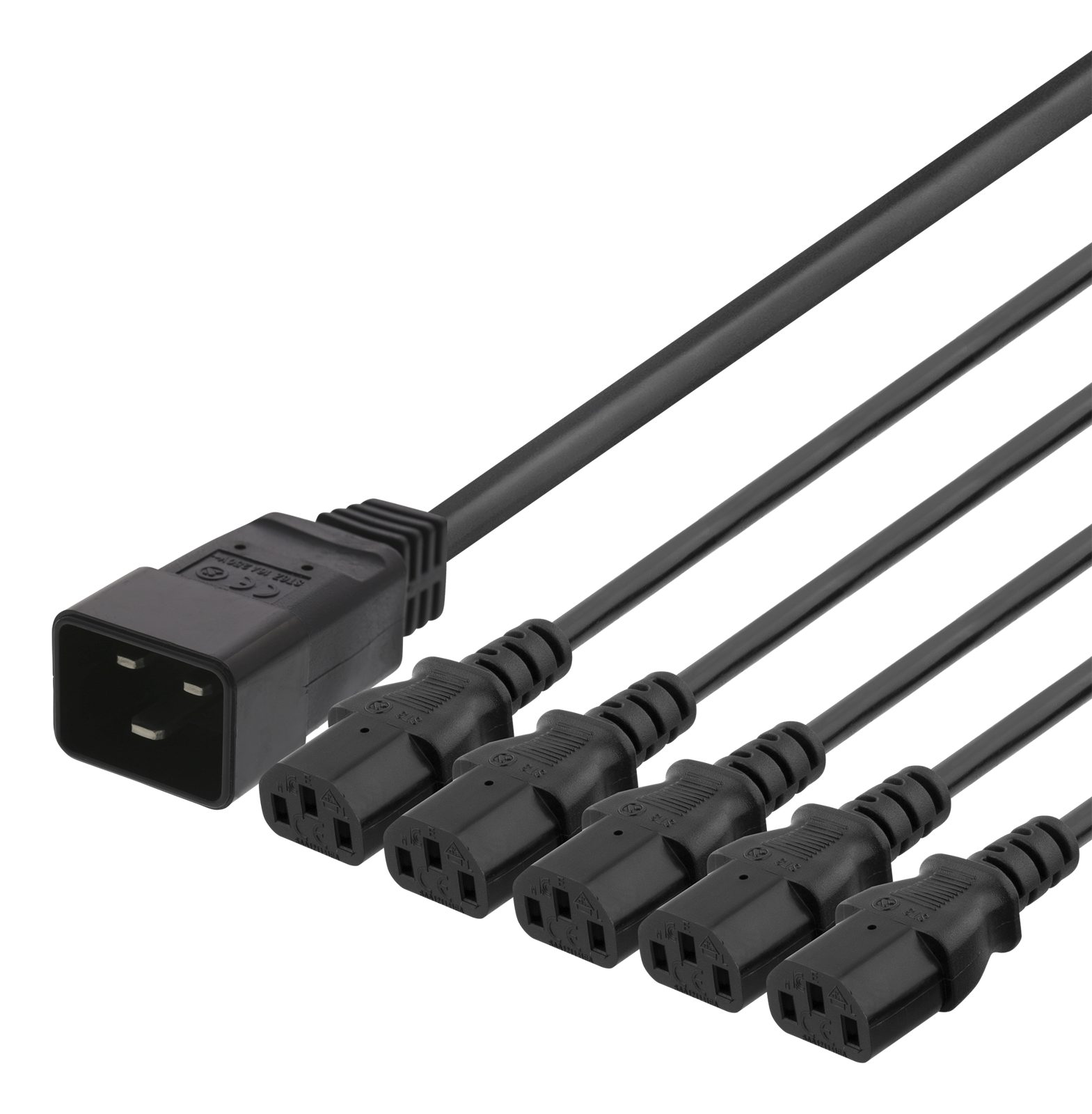 Strömkabel 3-polig apparatkabel + Y-splitter, IEC C20 hane till 5xIEC C13 hona, 2 m, bild 3