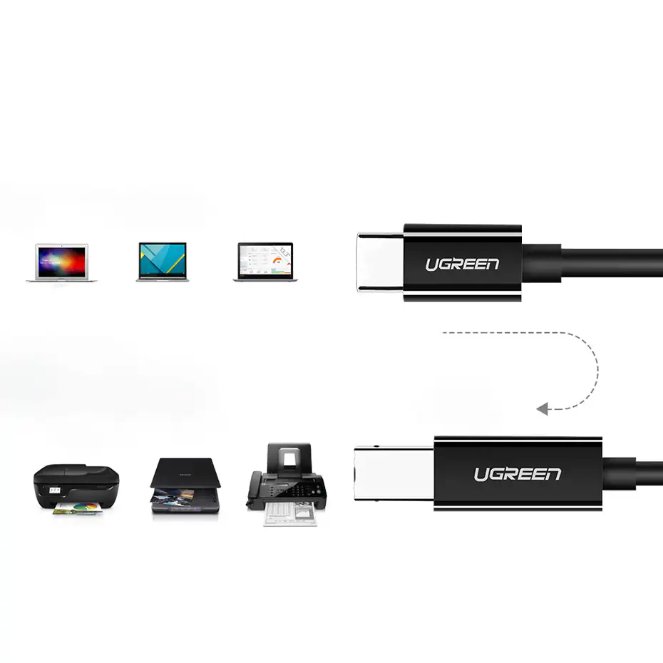 Ugreen USB-C till USB-B 2.0 Skrivarkabel 1m - Svart, bild 2
