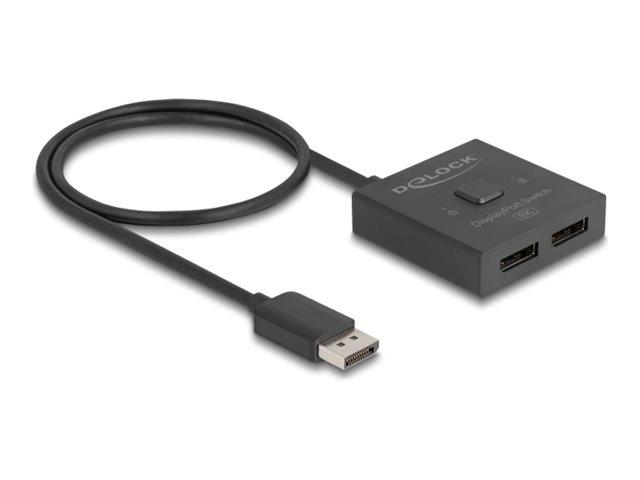 Delock - Videolinjedelare/omkopplare - 8K, tvåvägs - 2 x DisplayPort - skrivbordsmodell