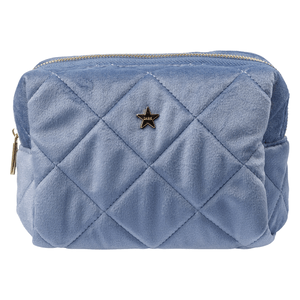 DARK Velvet Square Quilted Make-Up Pouch Small Country Blue