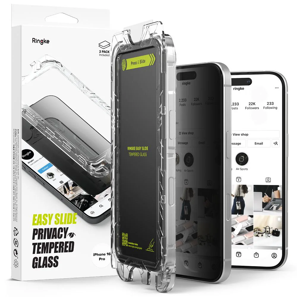 Ringke Easy Slide Privacy Glass 2-pack för iPhone 16 Pro
