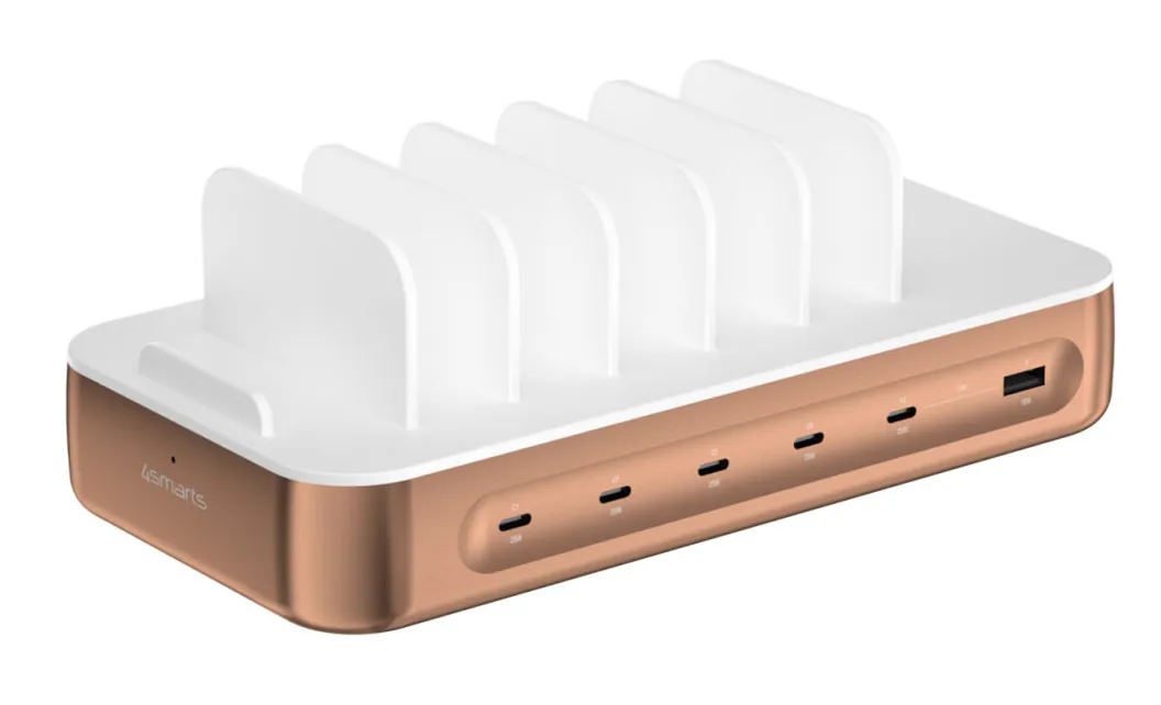 4Smarts Team Laddstation 100W 5x USB-C/1x USB-A inkl. 6 kablar – koppar