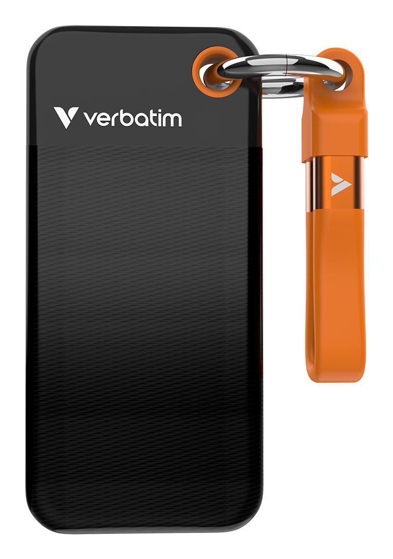 2 TB Verbatim Pocket SSD, USB 3.2 Gen2 - Svart/Orange, bild 4
