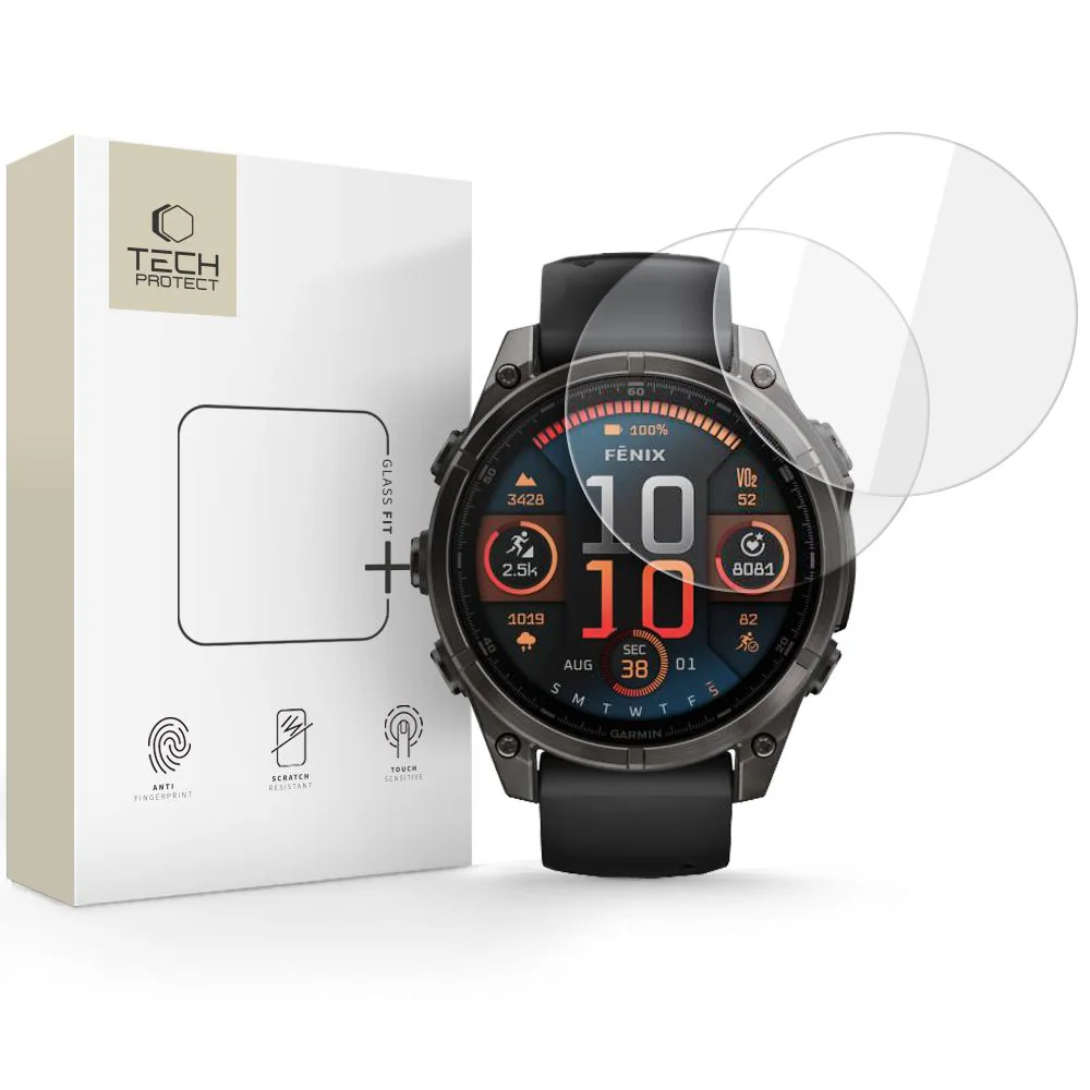 Tech-Protect Glass Fit+ 2-pack härdat glas för Garmin Fenix 8 47mm - klar