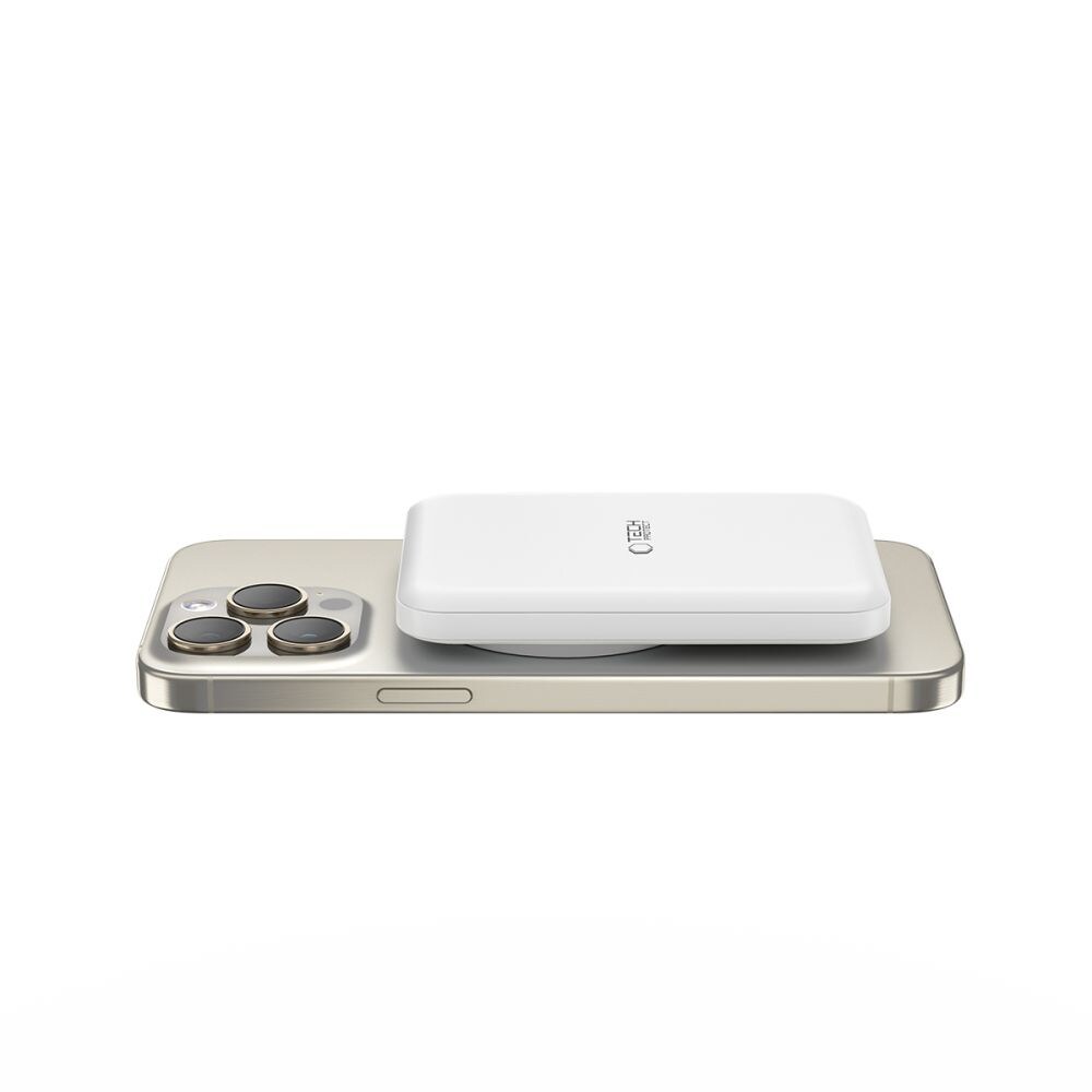 Tech-Protect LifeMag PB10 Powerbank med MagSafe 5000mAh 15W USB-C-port - vit + USB-C-kabel, bild 3