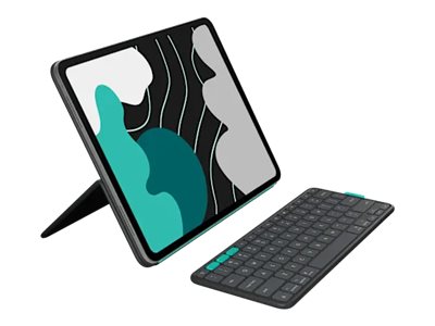 Logitech Flip Folio - Tangentbord och foliefodral - full size - trådlös - Bluetooth 5.1 LE - QWERTY - engelska - grafit - för Apple 13-inch iPad Air (M2, M3) 13-inch iPad Pro (M4, M5)