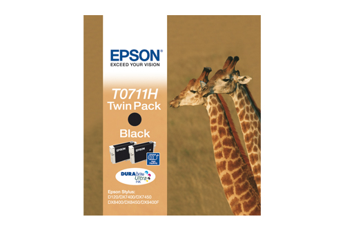 Epson Stylus D78/D120/DX4000/DX5000/DX5050/DX6000/SX600 Svart Twin Pack (T0711H), bild 3