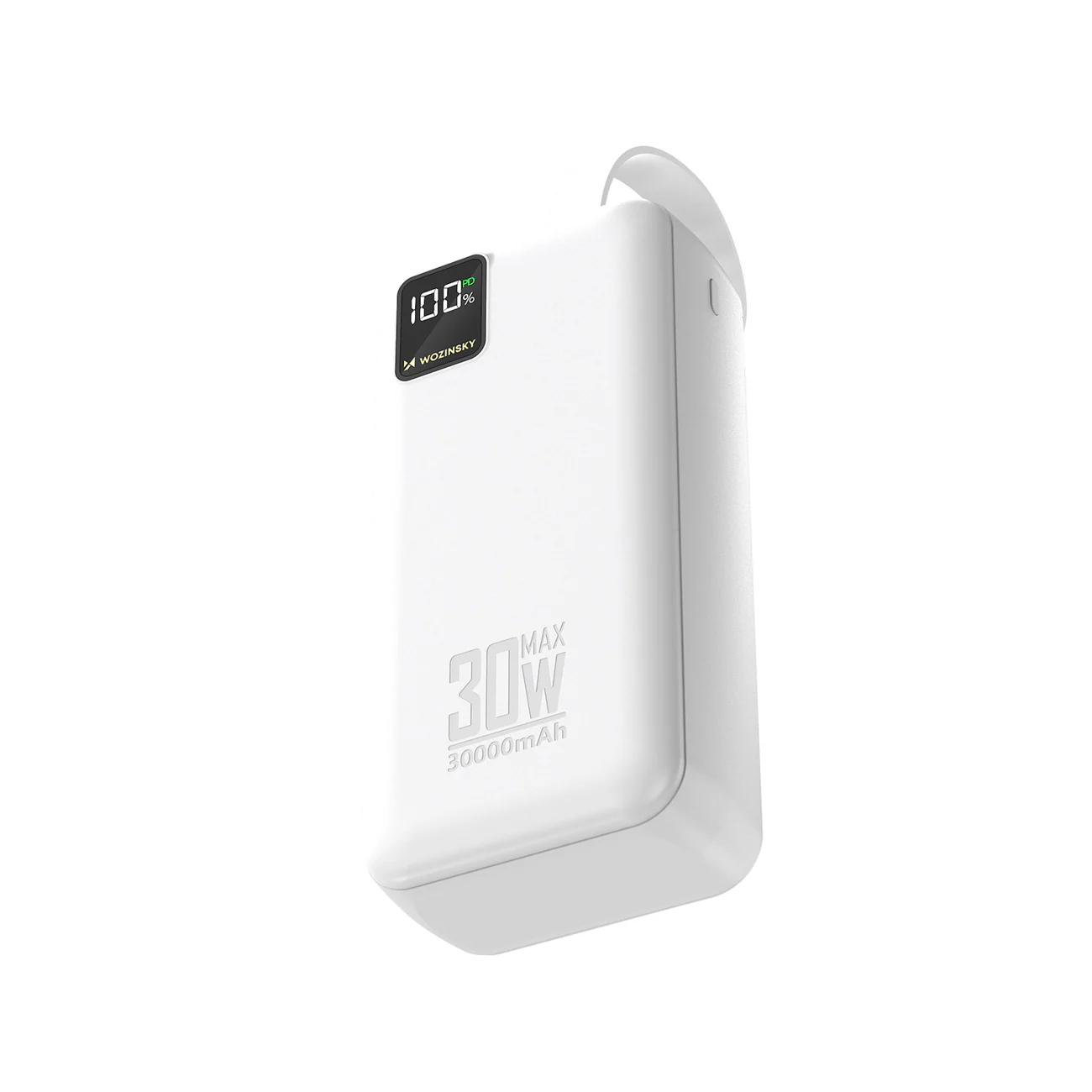 Wozinsky W8-W 30 000 mAh 30 W powerbank med 2 USB-A- och USB-C-portar samt ficklampa – vit, bild 3