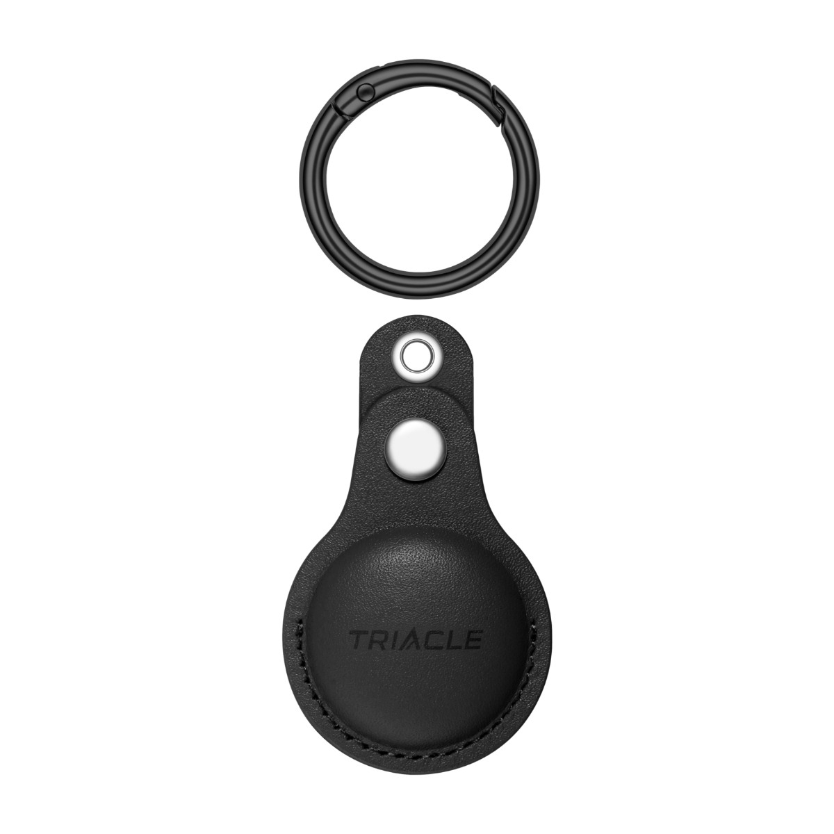 Triacle nyckelring i äkta läder för Apple AirTag/Triacle X-mark Two/Triacle X-mark Three, Svart