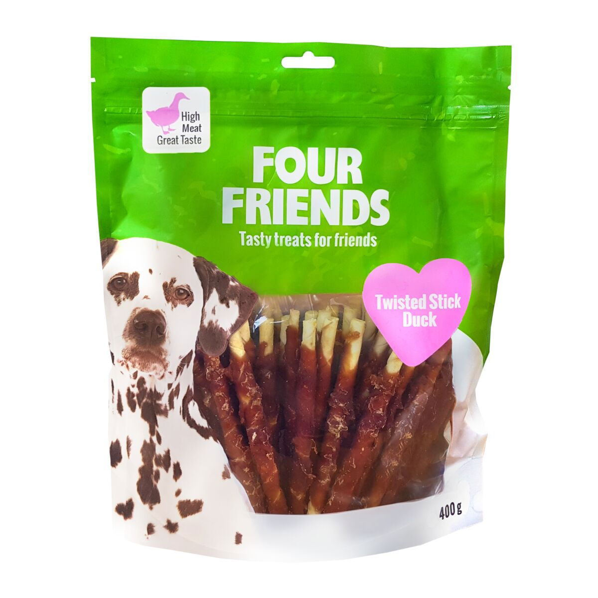 FourFriends Dog Twisted Stick Duck 12,5 cm 40 pack
