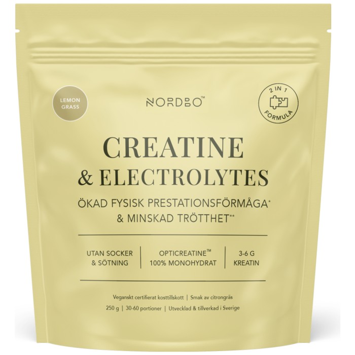 Nordbo Creatine & Electrolytes, Lemongrass, 250 g