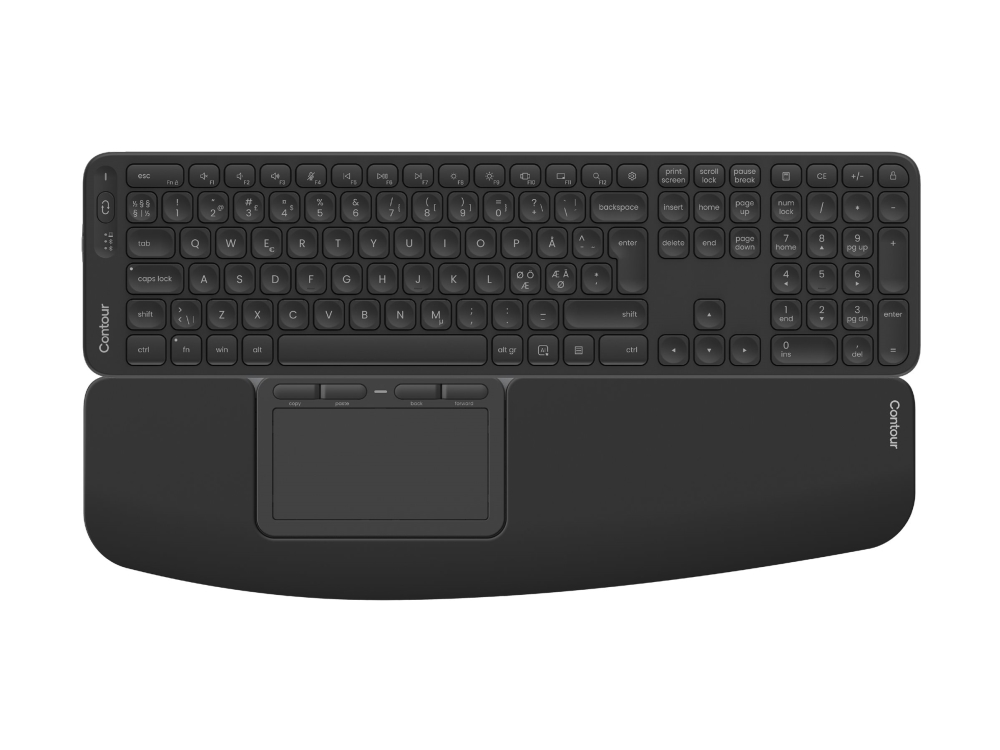 Contour Touch & Balance - Tangentbords- och styrplattsuppsättning - 18 programmable shortcuts, ergonomically shaped keys - full size - trådlös - Bluetooth 5.1 - QWERTY - hela norden - tangentbrytare: saxknappar