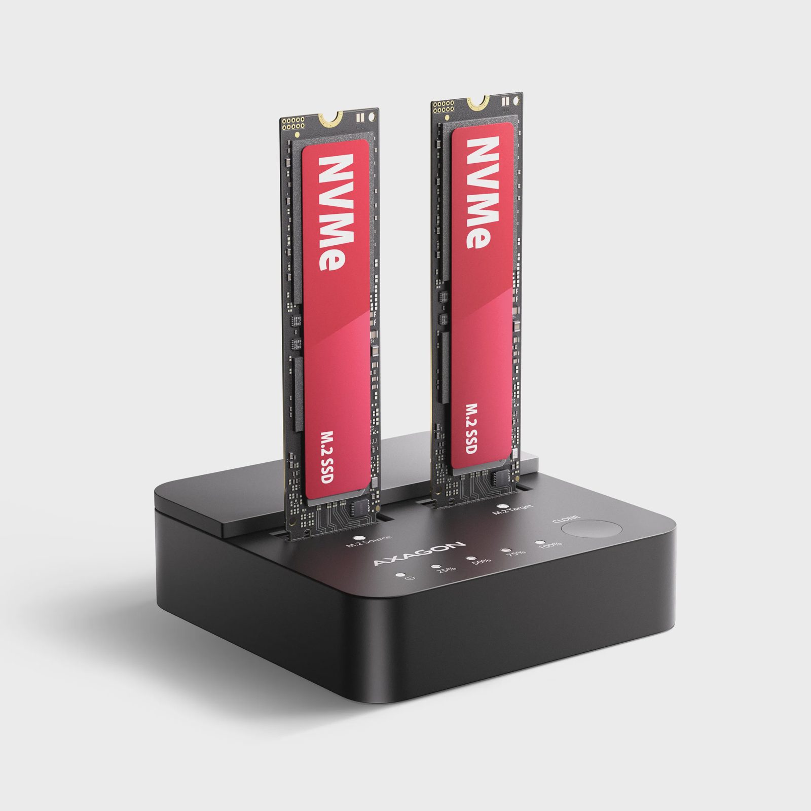 AXAGON ADSA-M2C22L SSD-dockningsstation 20 Gbps, 2× M.2 NVMe, kloning