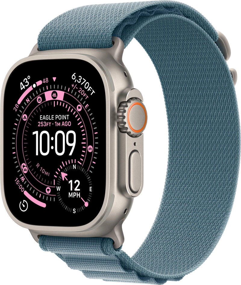 Apple Watch Ultra 3 GPS + Cell 49 mm naturlig titan, ljusblå bergsloop - S, bild 3