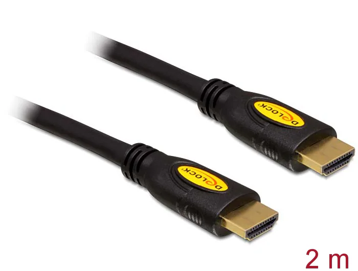 Delock HDMI-kabel med hög hastighet och Ethernet 4K, 2 m