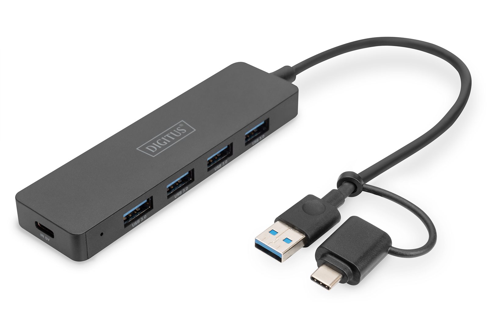 USB 3.0-hub Digitus Slimline Hub, 4xUSB 3.0, med USB-C-adapter, bild 3