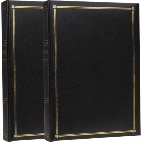 Focus - Eterna Super 300 Fotoalbum 10x15 2-pack – Svart, klassisk design med gulddetaljer, 600 bilder