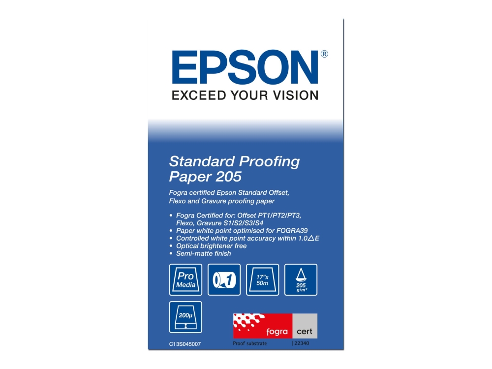 Epson Proofing Paper Standard - Rulle (43,2 cm x 50 m) 1 rulle (rullar) korrekturpapper - för Stylus Pro 4900 Spectro_M1 SureColor P5000, SC-P10000, P20000, P5000, P6000, P7500, P9500