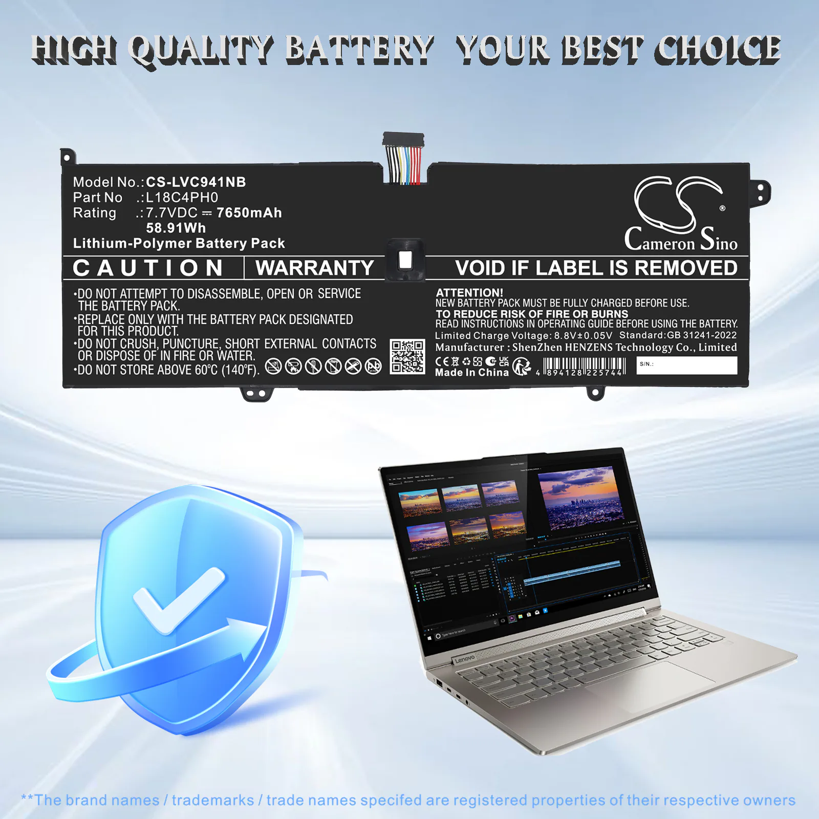 Batteri till Notebook, Bärbar dator för Lenovo Yoga C940-14IIL, Yoga C940-14IIL-81Q9 m.fl., bild 5